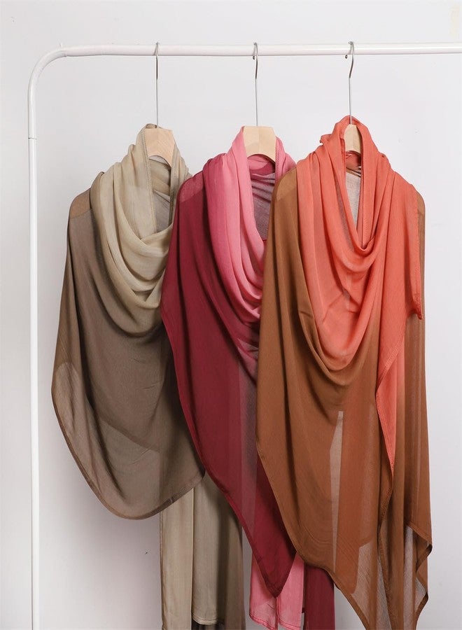 HURESON Premium Ombre Hijab Scarf For Women Wide Brim Gradient Color Shade Head Wraps Hijabs Lightweight Hair Scarves Soft Shawl (Khaki 5#) - Image 5